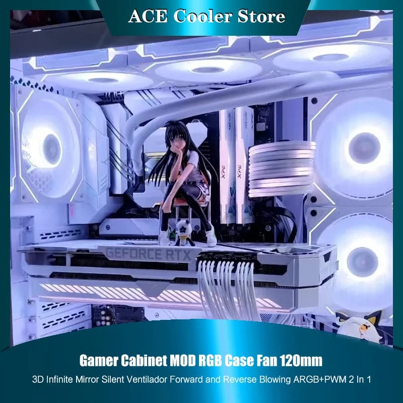 Infinity Mirror Fan 12025 GEN.3 Pro ARGB+PWM 2 In 1 Forward and Reverse Blowing AURA SYNC 12CM Radiator Cooler