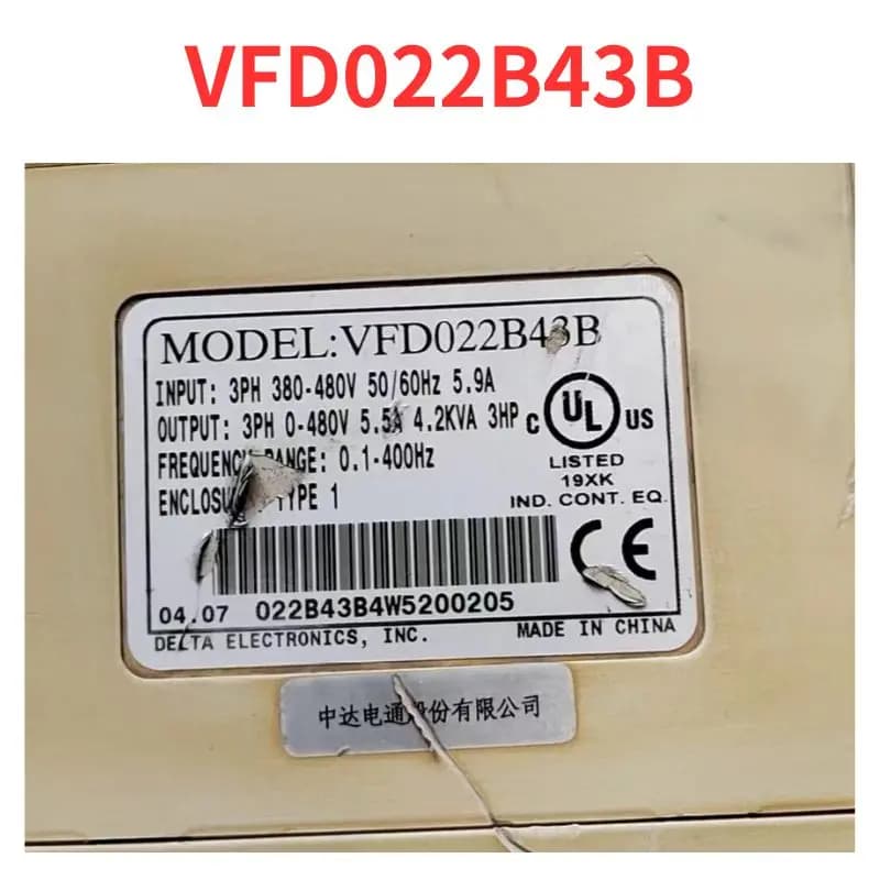Second-hand    VFD022B43B   inverter   test  OK     Fast Shipping