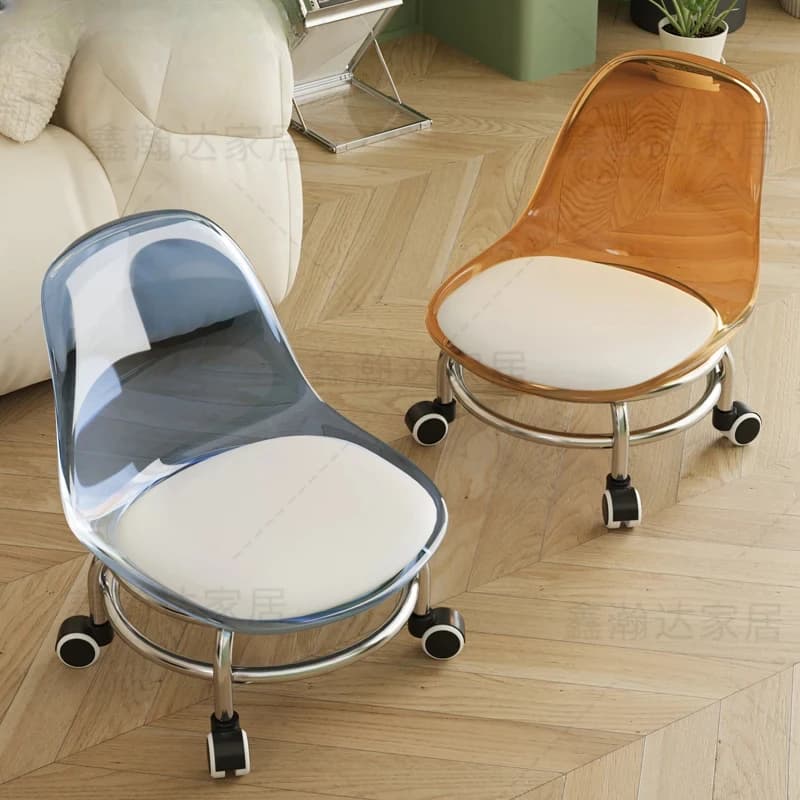 Acrylic Toddler Stool with Mute Universal Wheels Stylish Low Seat for Kids Internet Celebrity Pulley Chai Functional Small Stool