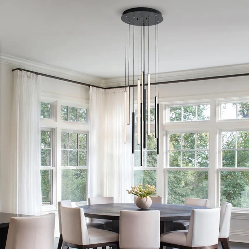 Long Room Lighting Pendant Lamp Circular Kitchen Chandelier Nordic Restaurant Pendant LED Loft Suspended Staircase Chandelier