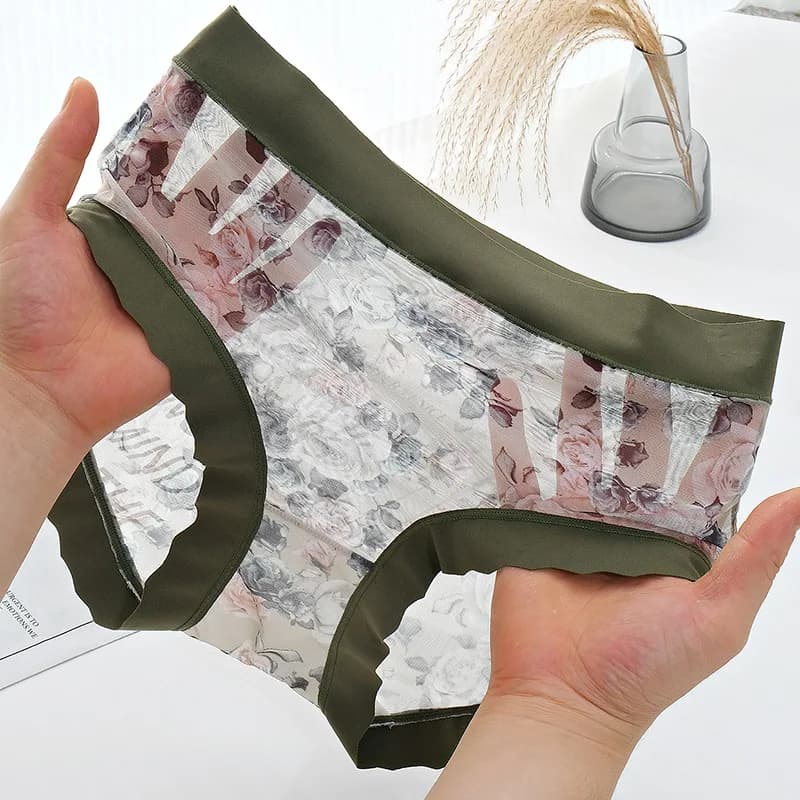 3PCS/Set Women's Panties Ice silk Fabric Cool Sense Of Nudity  No Trace UnderwearPlus Size 5XL Female Underpants