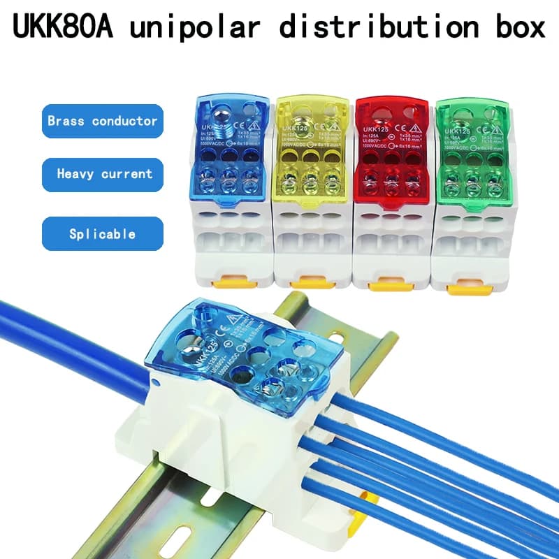 UKK80A Single-pole Splitter Box Large Current One into Multiple Branch Line Terminal Rail Splitter 125A 160A 250A