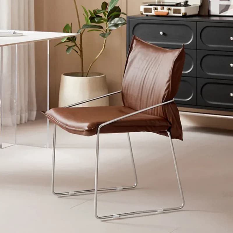 Italian Minimalist Dining Stool Light Luxury Back Chair for Bedroom Comfortable Office Chair for Casual Sitting & Lounge Areas