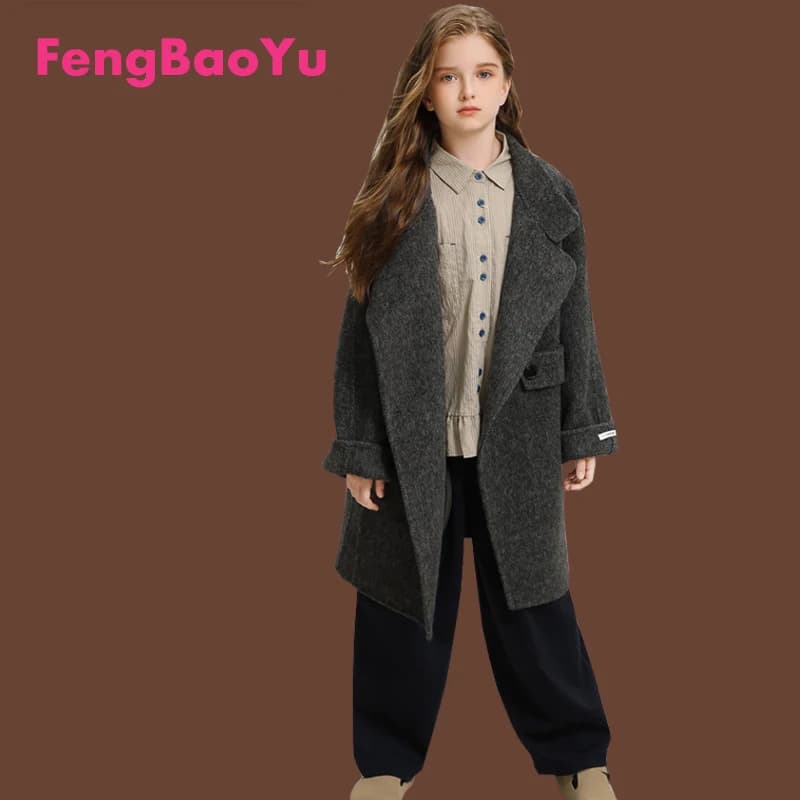 Children's Double-sided Cashmere Coat Autumn Winter Wool Coat for Boys Girls Elegant Fashionable Children's Clothing Comfortable