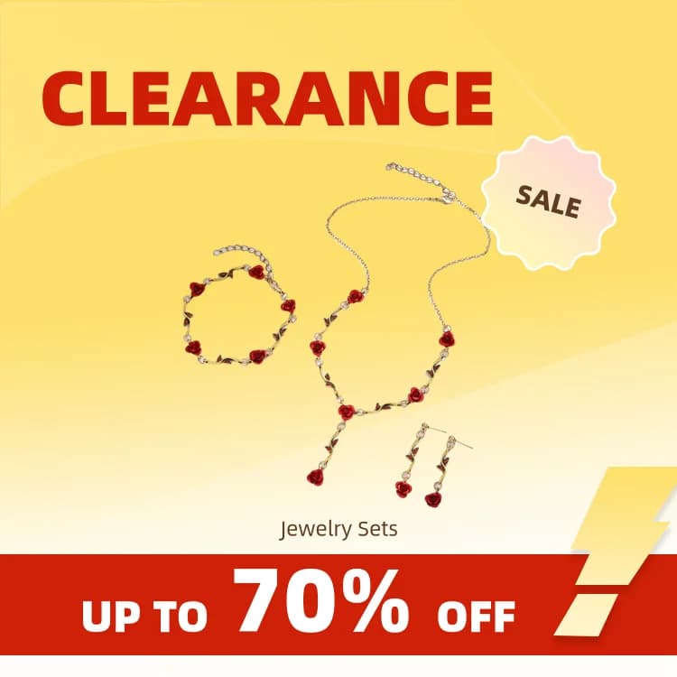 Clearance_New vintage french jewelry set with diamonds roses, personality red rose necklace hand_Continuous updates