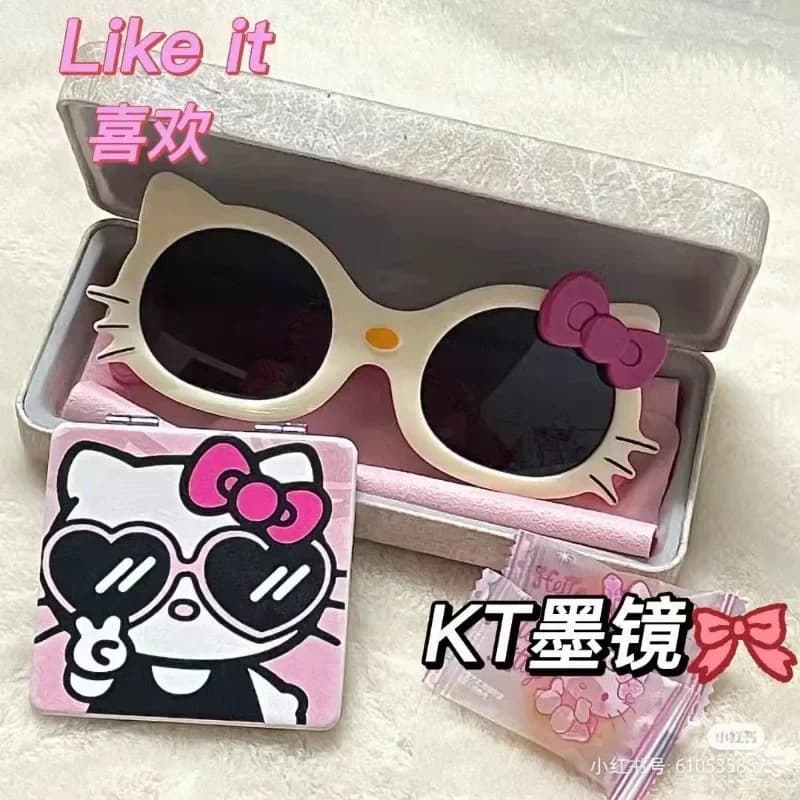 Sanrio Hello Kitty Sunglasses Cartoon Cute Photography Props KT Cat Trendy Sunglasses Kawaii Children Ornaments Holiday Gifts