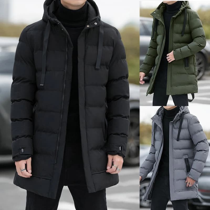 New Male Winter Warm Long Outwear Hooded Thicken Mid-length Hooded For Men Warm Coat Winter Puffer Jacket Fashion Parka Overcoat