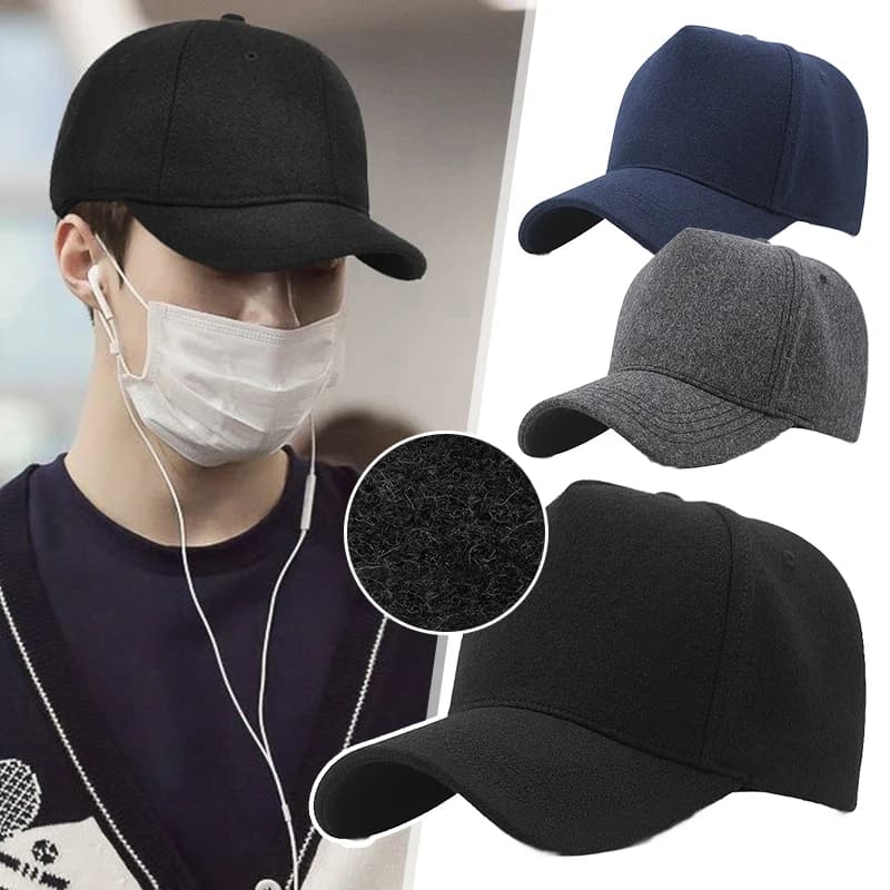 Adult Large Size Full Closed Woolen High Top Baseball Cap Unisex Oversize Big Head Plus Size Fitted Felt Winter Baseball Cap