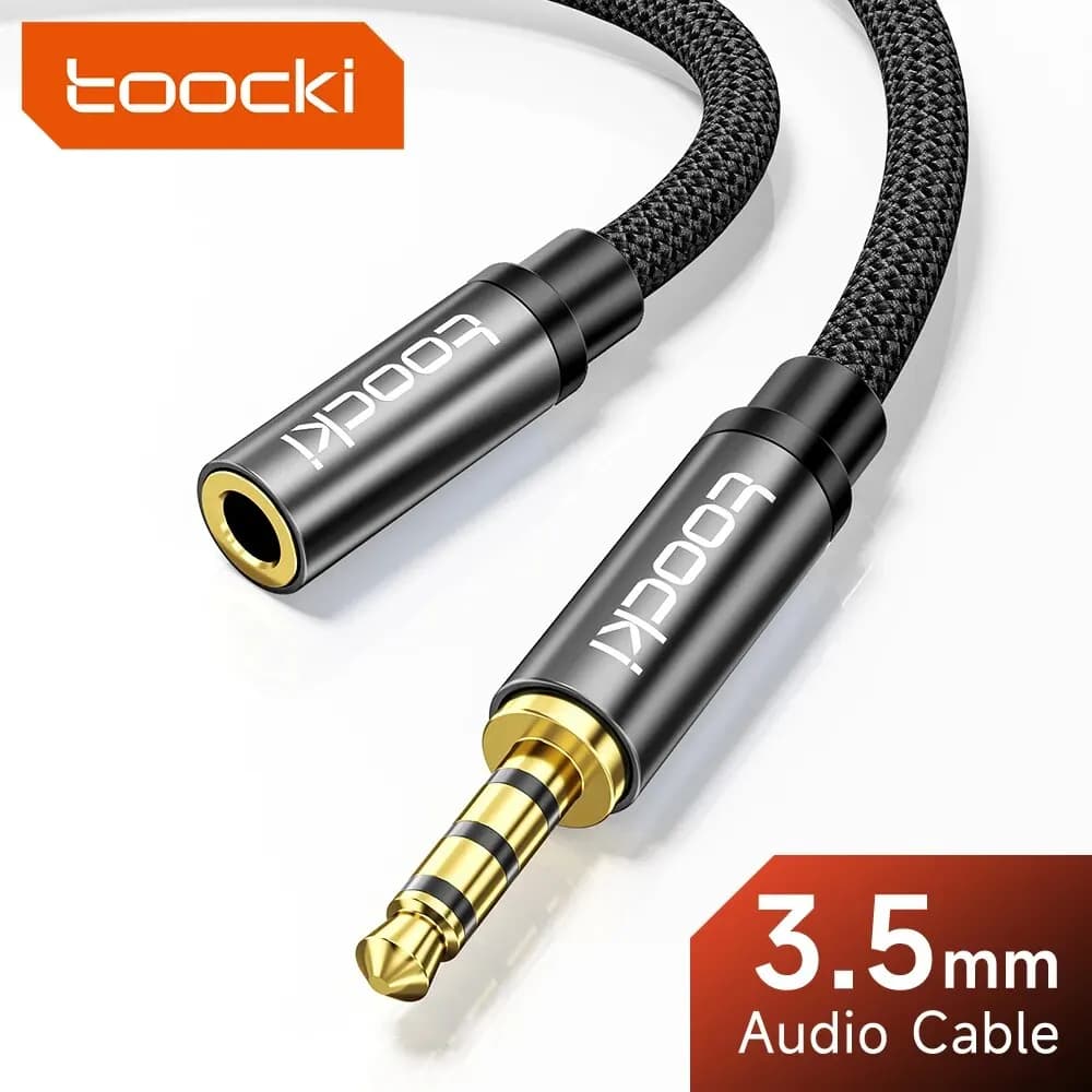 Toocki Audio 3.5mm Male to 3.5mm.Female 4 Poles Extension Jack AUX Cable For PC Smartphones Microphones Headphones Speaker Cord