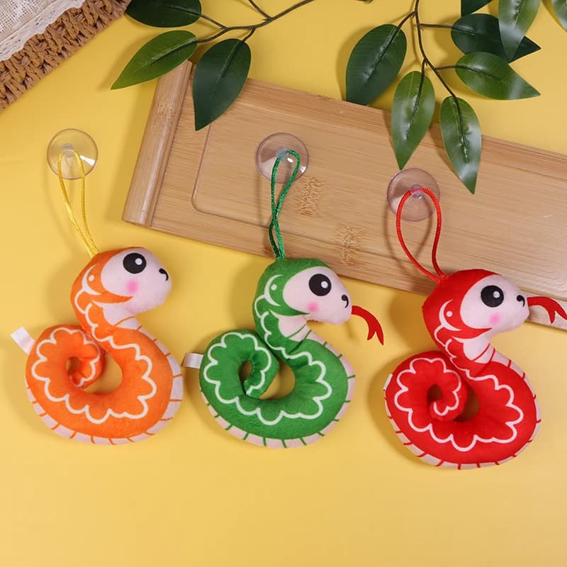 2025 Chinese New Year Decorations Cute Zodiac Snake Plush Keychain Pendant Stuffed Doll Lucky Mascot For Children Gifts