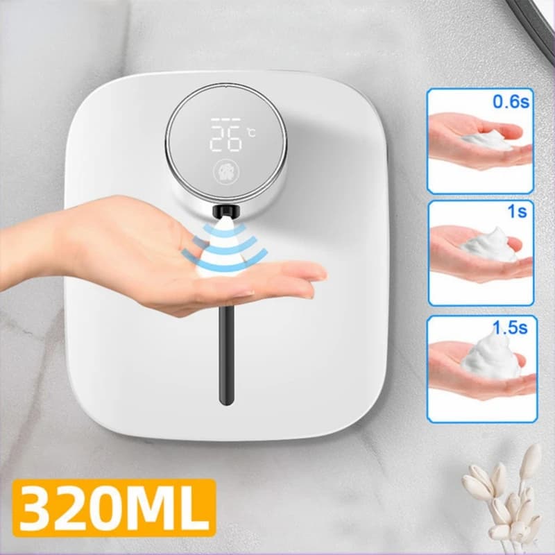 Wall-mounted Automatic Soap Dispenser Multifunctional Infrared Sensor LED Digital Display Touchless Foam USB Rechargeable