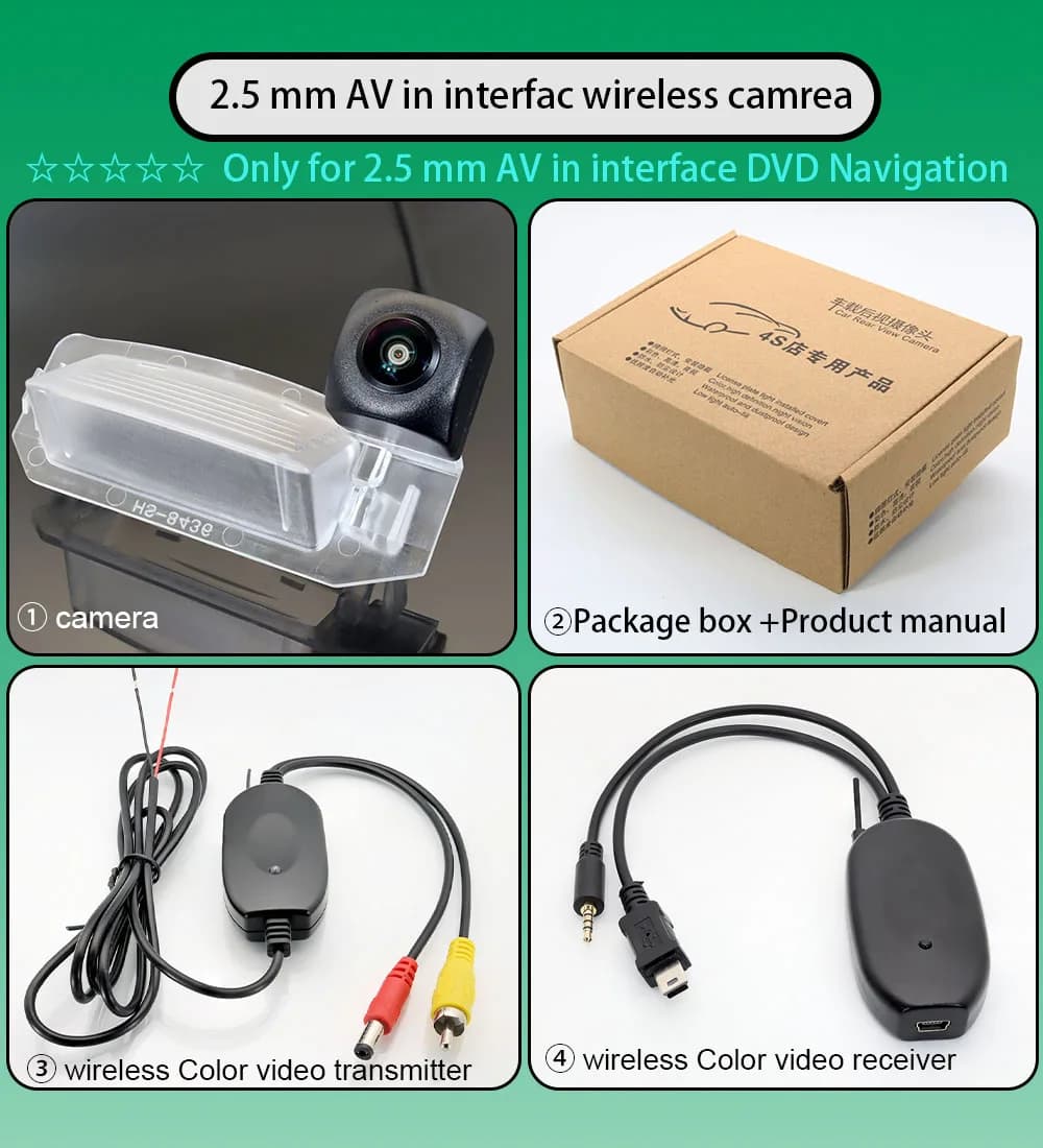 2.4 Ghz Wireless FishEye Vehicle HD Rear View Camera For Mitsubishi Lancer Sportback Eclipse Cross Outlander i-MiEV/Peugeot iOn