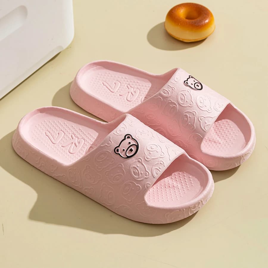 Women's Slippers Printting Cute Bear Cartoon Sandals Summer Indoor Soft Wear-resistant Anti-slip Lightness Couple Leisure Shoes
