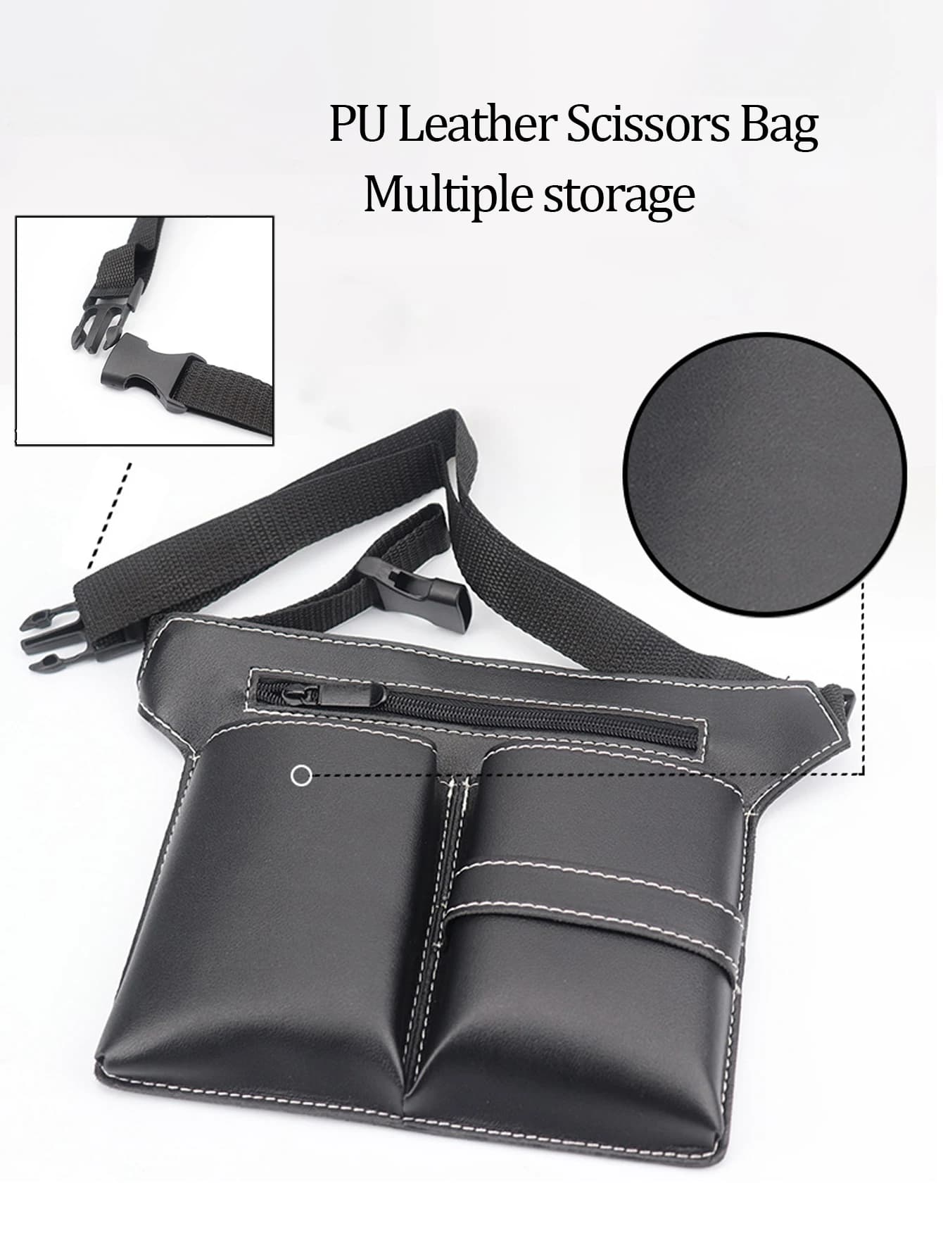 1pcs of salon hair styling tools, scissors comb , large capacity hair clipper comb PU bag with bag Special for real hair wigs