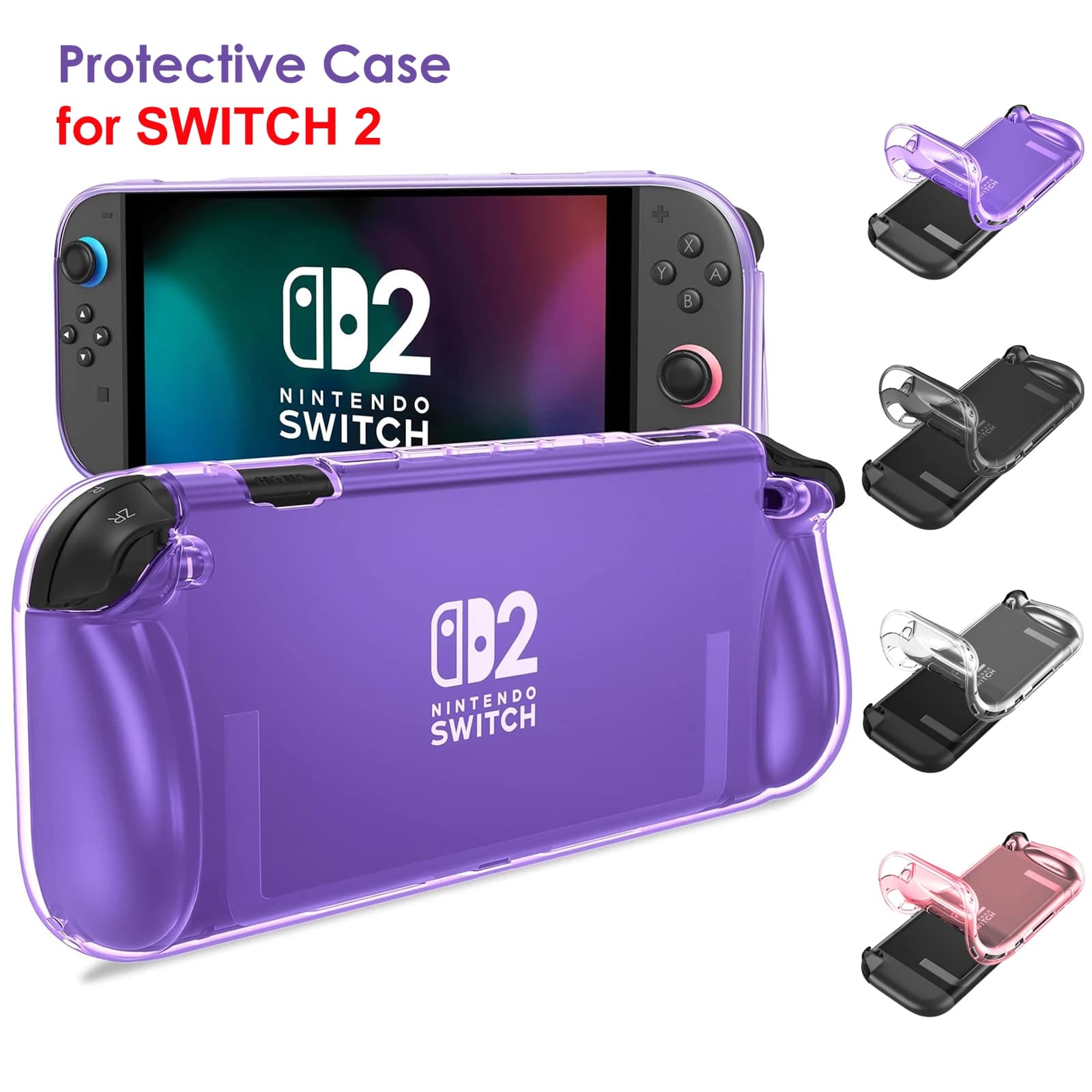 Protective Case for Switch 2 (2025), NS 2 TPU Cover Protector, Anti-Scratch, Shock-Absorption, Ergonomic Grip Design For NS2