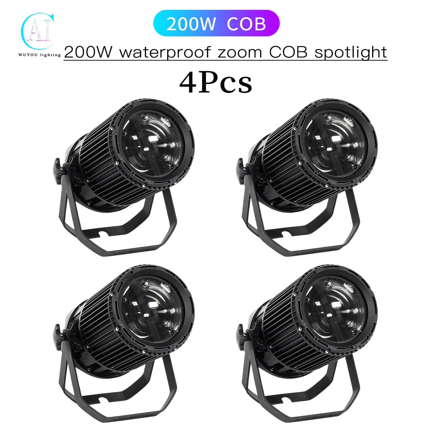 4Pcs/Lots LED 200W COB Par Light Cold White Warm White 2 in 1 Waterproof Zoom Stage Spotlight DJ Disco Bar Dance Floor Lighting