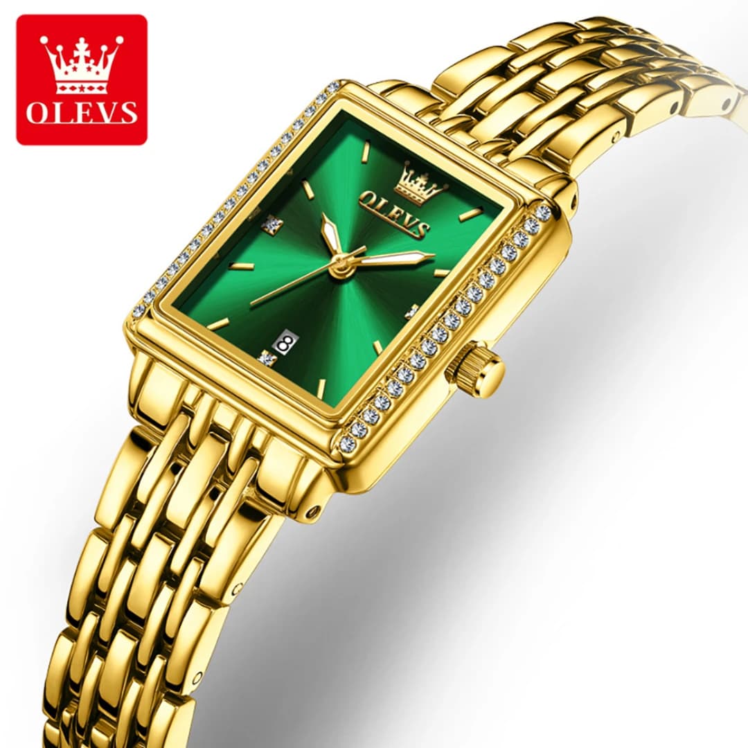 OLEVS 9995 Quartz Fashion Watch Gift Stainless Steel Watchband Rectangular-dial Wristwatch