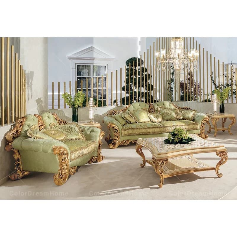 Italian handmade classic living room sofa set furniture French luxury wood carving    coffee table