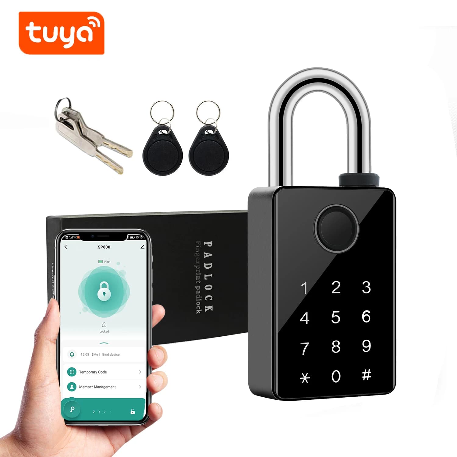 Tuya Password Bluetooth Padlock Touch Screen RFID IC Card Key Home Security Waterproof Cabinet Electronic Bag Luggage Padlock