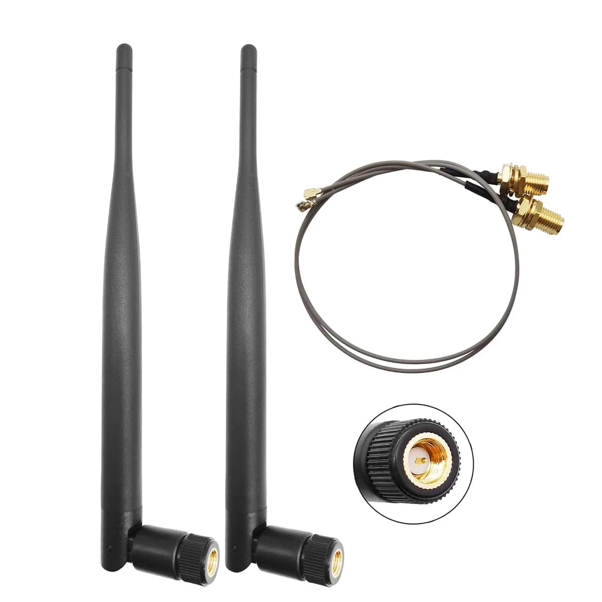 868MHz 915MHz LoRa Antenna Indoor Omni Rubber Aerial 5dBi Gain SMA Male + 15cm Extension Cable 2pcs