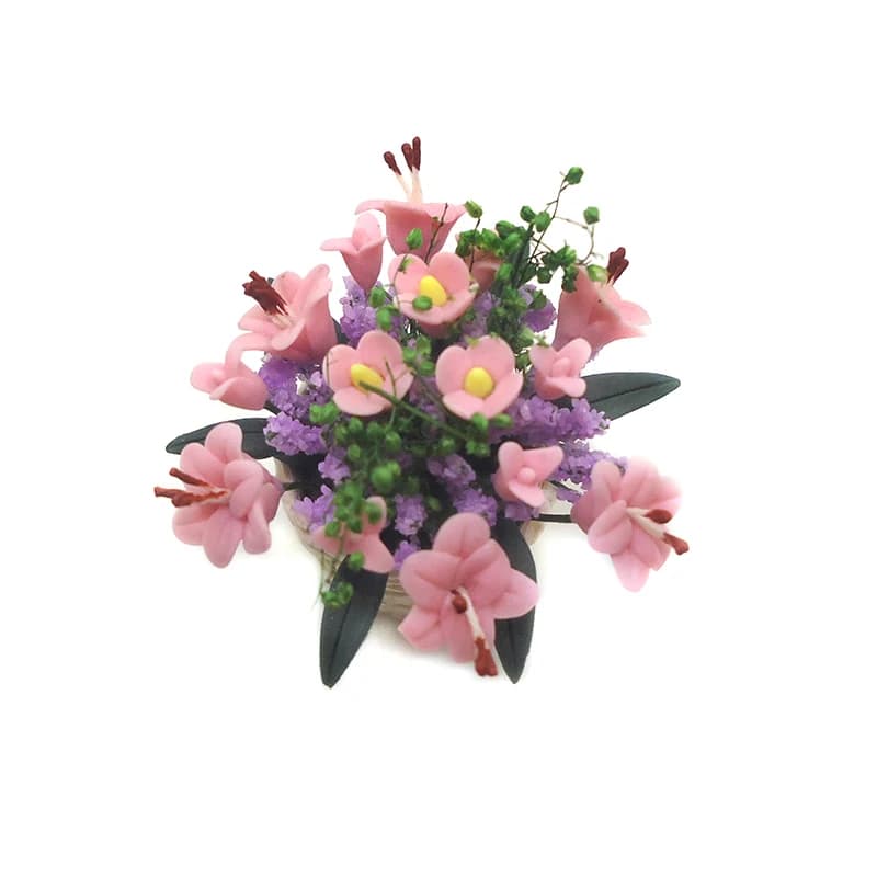 1:12 Dollhouse Clay Lily Flower Plant Potted Model Doll House Miniature Garden Decoration Toy Micro Scene Construction Props