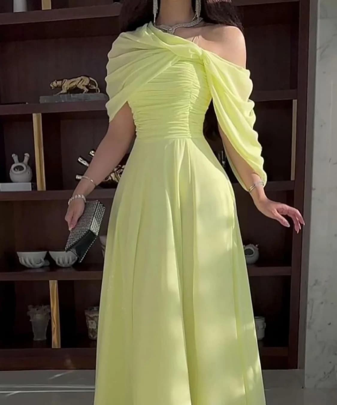 Adeli Saudi Sexy Yellow Prom Gown Women Pleated Chiffon Party Evening Dress Floor Length Formal Occasion Dresses 2025 Customized