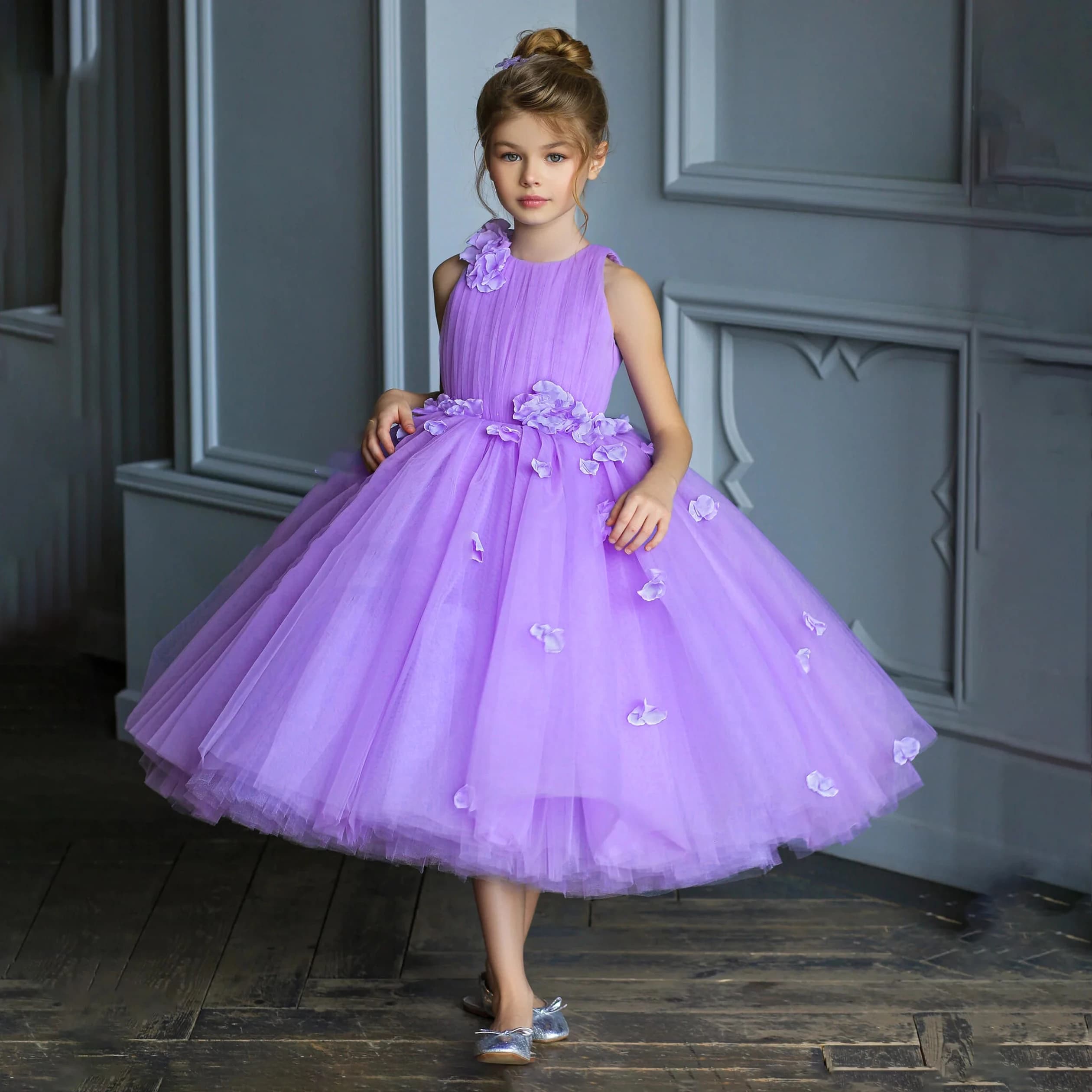Summer Flower Tulle Girl Party Dresses for Kids Formal Bridesmaid Princess Prom Gown Birthday Pageant Wedding Christmas Costume