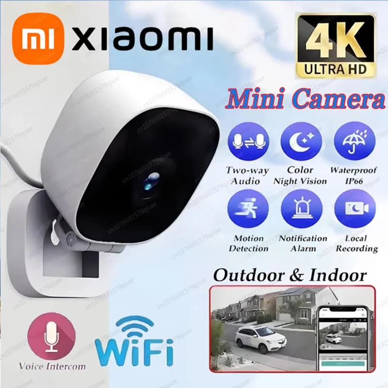 Xiaomi HD 4K Mini Security Camera Ip65 Waterproof Full Color Night Vision Motion Detect Surveillance Wifi Monitor & 2 Way Audio