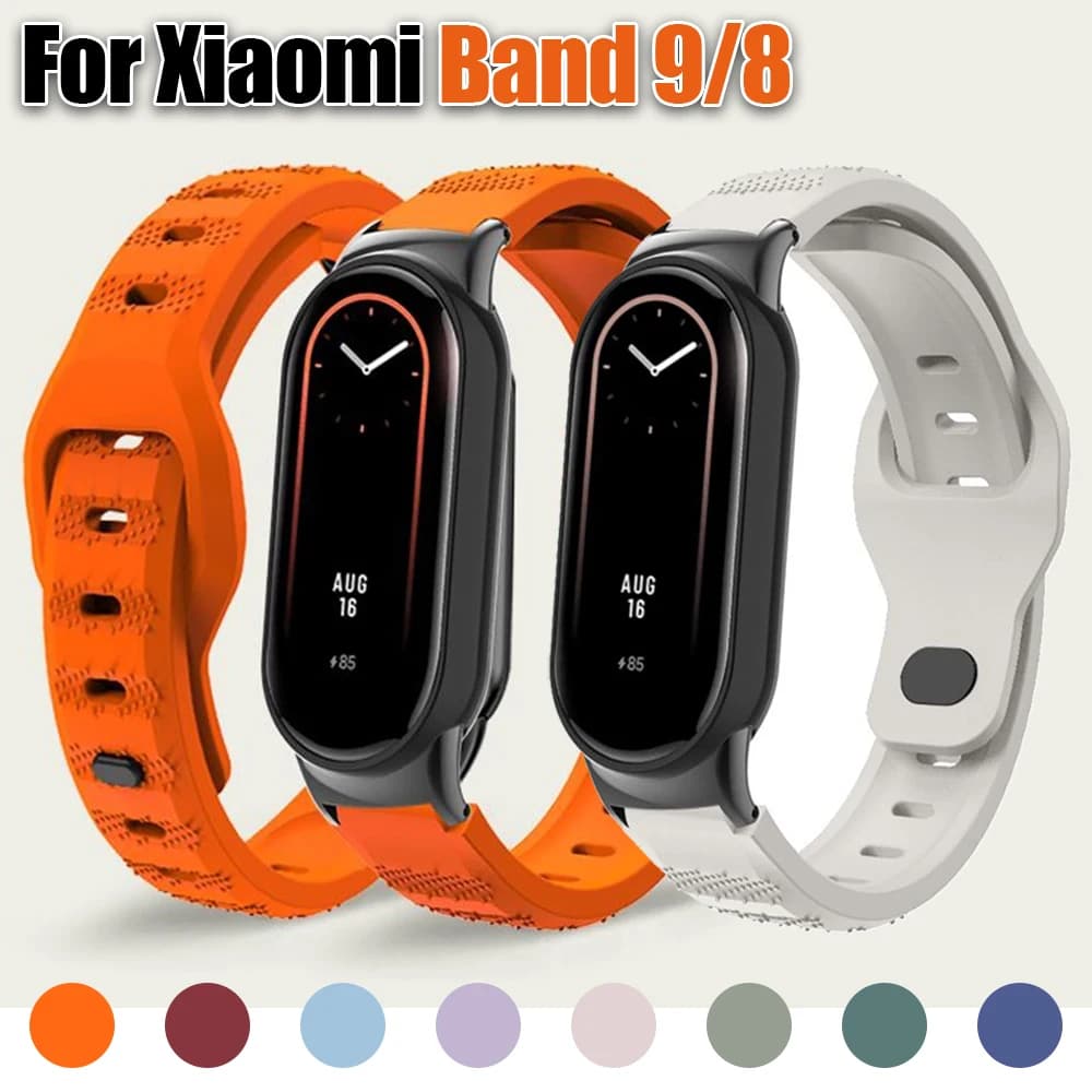 Silicone Strap for Xiaomi Mi Band 9 8 SmartWatch Breathable Sports Bracelet Replacement Wristband for MiBand 9 8NFC 8 Watchband