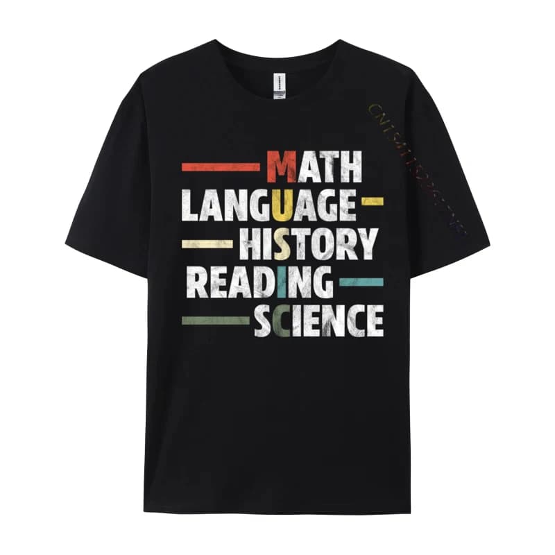Music Teacher Music Math Language History Reading Science Leisure Printed All Cotton Men T Shirt Casual Tops Shirts  T Shirts