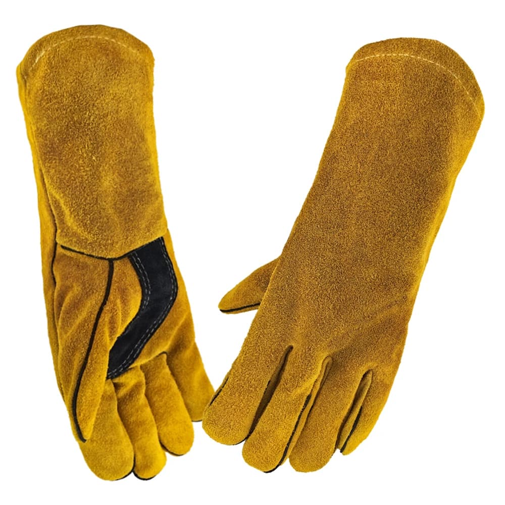 Leather Flame retardant gloves，방염장갑， Welding Gloves Heat Insulation Anti-cut Woodstove Fireplace Barbecue Baking Camping 용접장갑