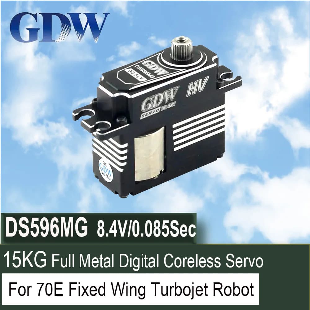 GDW RC Servo DS596MG 15kg Medium Full Metal Shell Steel Gear HV Digital Coreless Steering Gear For 70E Fixed Wing Turbojet Robot