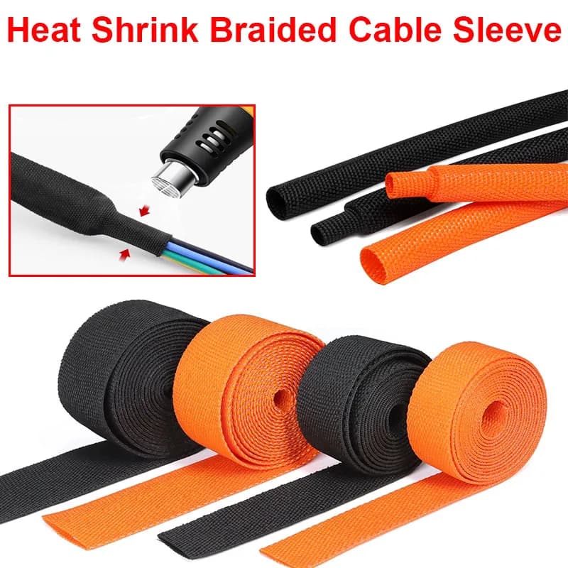 1-10M Heat Shrink Braided Cable Sleeve 6~50mm Insulation Flam Retardant Wire Wrap Sheath Protection PET Auto Line Organizer