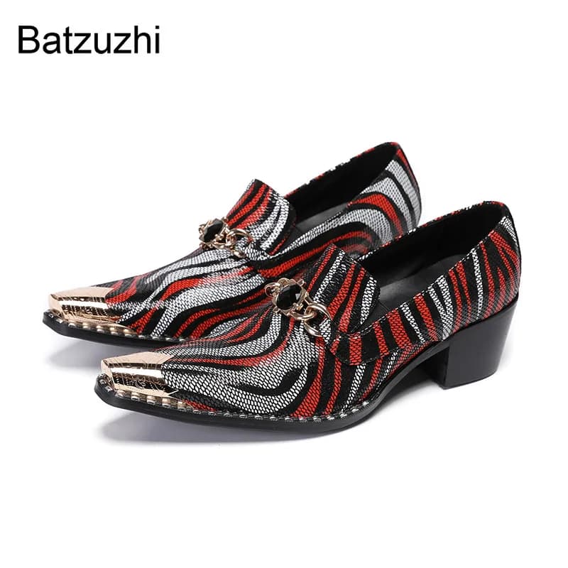 Batzuzhi 6.5cm Heels Height Luxury Handmade Men's Leather Dress Shoes Man Slio On Formal Busness Shoes! Big Sizes US6-12