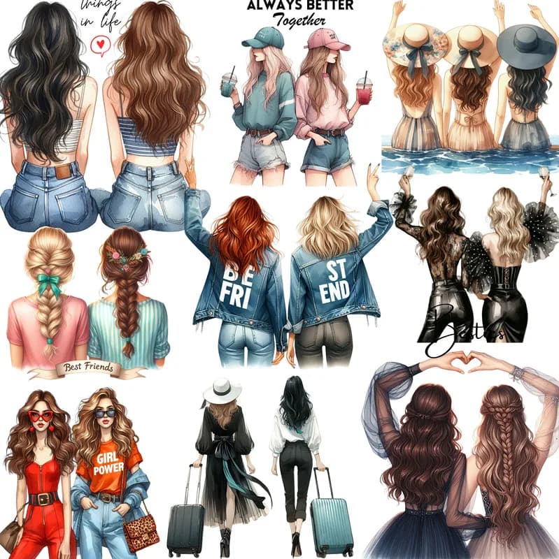 My best friend's silhouette Stickers Crafts And Scrapbooking stickers kids toys book Decorative sticker DIY Stationery