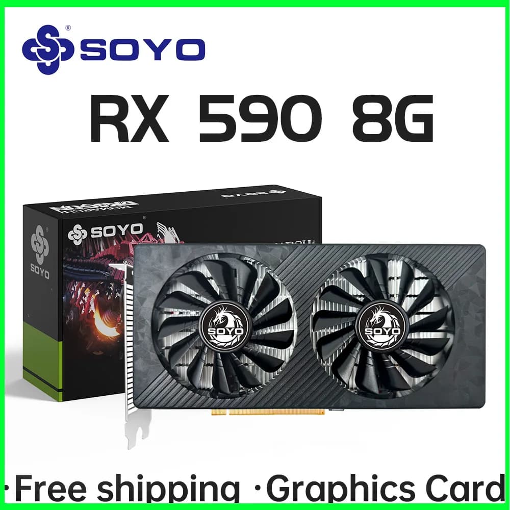 SOYO NEW AMD RX 590 8GB Placa De Video Gaming Graphics Card GDDR5 256Bit PCI Express 3.0 ×16 8Pin Radeon GPU rx590 Series