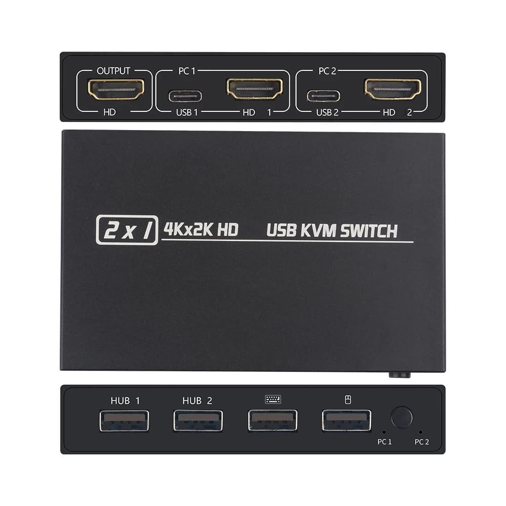 4KX2K KVM Switch Splitter for Shared Monitor Keyboard Mouse HDMI-compatible 2Ports HDCP Printer Switch