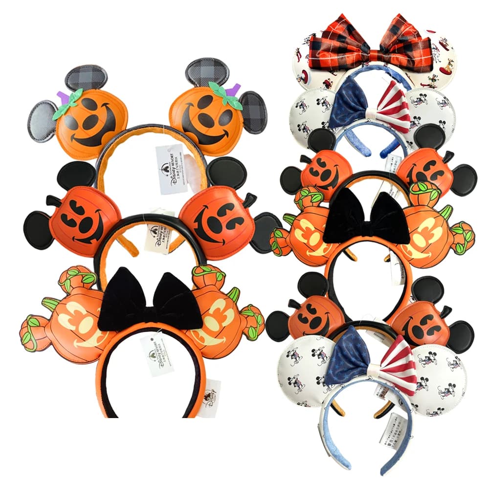 Disney PU Pumpkin Mickey Mouse Ear Headband COSTUME Hallowmas Headband Cosplay Plush Gift Usa Flag Girls Party Hairb
