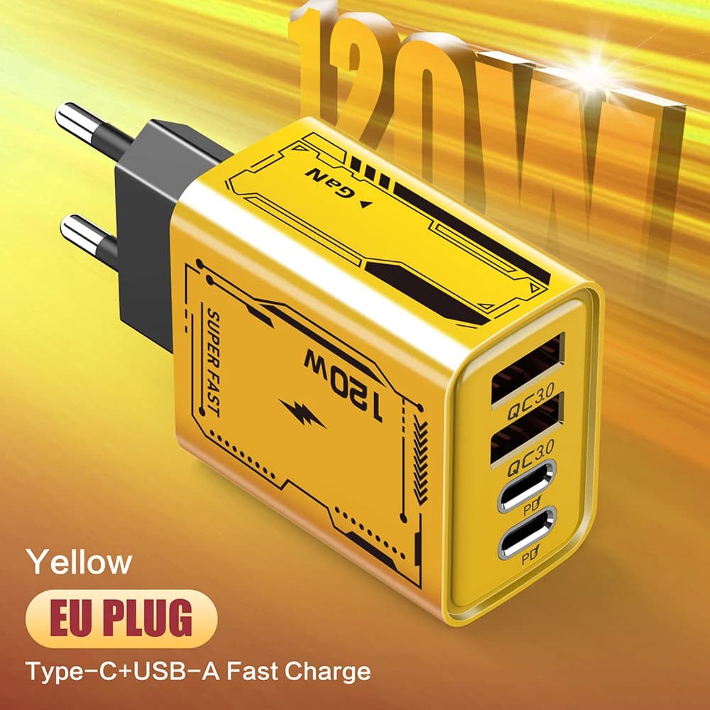 Type C USB Phone Chargers 4 Ports Fast Charging USB C PD Charger Quick Charge 3.0 Adapter For iPhone 16 15 Samsung Xiaomi Huawei