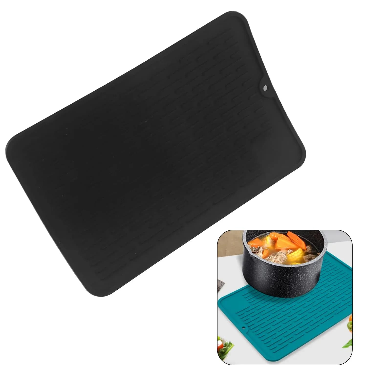 30x20x0.5CM Silicone Dish Drying Mat Board Bowl Dish Drying Mat Sink Drainer Large Heat Resistant Table Trivet Kitchen Tool
