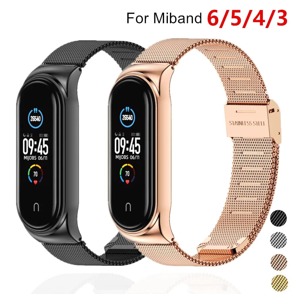 Strap for Xiaomi Mi Band 6 5 4 3 Metal Milanese Bracelet On Mi Band 4 Luxury Stainless Steel Wristband for Miband 5 6 Strap