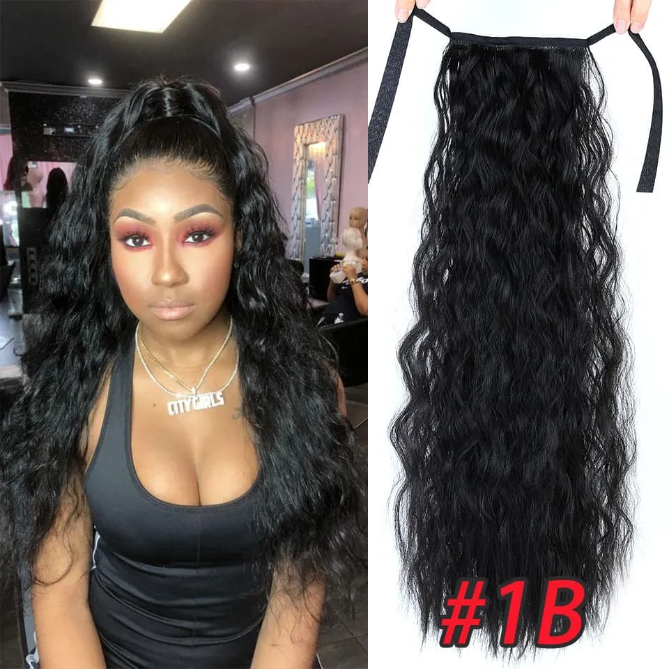 Tie up the Ponytail Extensions Synthetic  Extensions For African Women Straight Curly PonyTail Hair Extensions