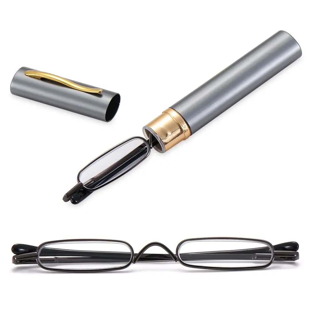 Elegant Reading Glasses Metal Frame Ultra-thin Men Women Reading Glasses Portable Mini Reading Presbyopia Eyeglasses with Box