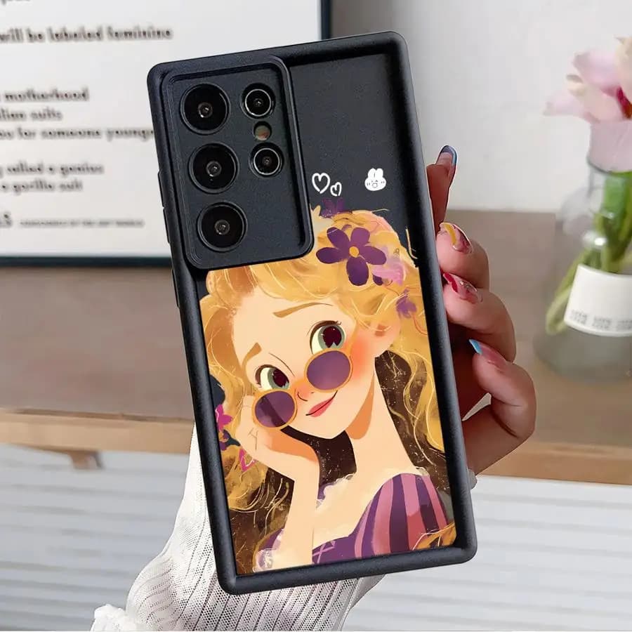 Disney Princess Sunglasses Case For Samsung S23 S24 S22 Ultra S20 FE S21 Plus Angel Eye Ladder Shockproof Silicone Phone Cover