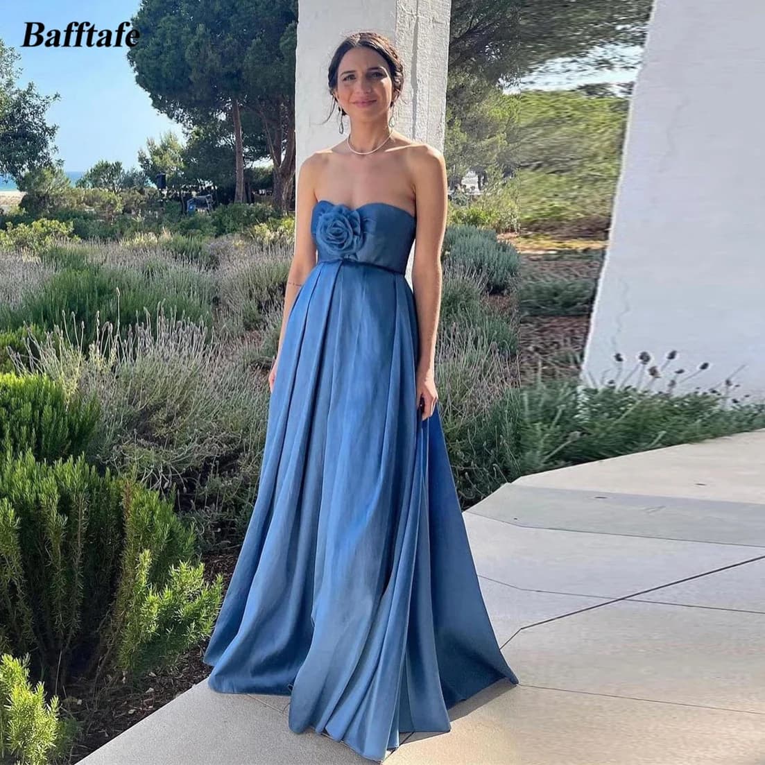 Bafftafe A Line Empire Waist Formal Prom Dresses For Pregnant Women Flower A Line Customized Evening Party Gowns Specail Dress