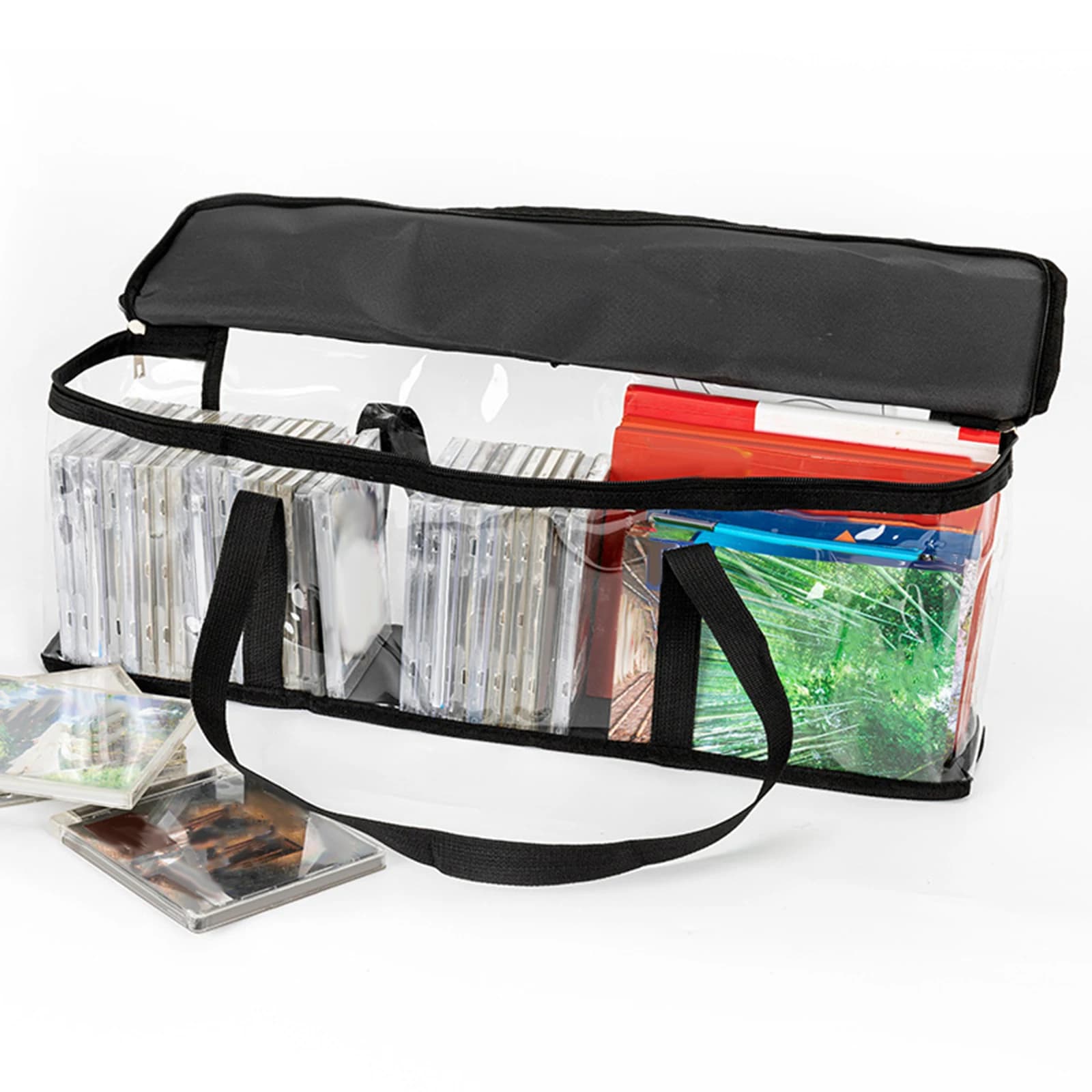Large Capacity DVD CD Storage Bag with Handles Easy Zip Closure Comic Book Carrying Bag Waterproof CD Holder Organizer
