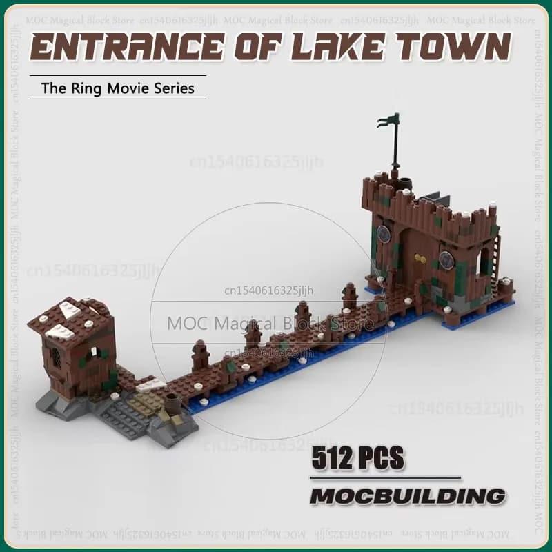 Entrance of Lake Town Moc Building Blocks The Rings Movie Assembly Technology Bricks Display Scence Toys Model Xmas Gifts