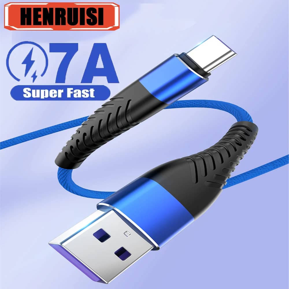 100W USB to Type C 7A Data cable Super Fast Charging Line Wire Mobile Phone For Xiaomi Samsung Huawei P60 Honor 0.25M/1M/2M/3M