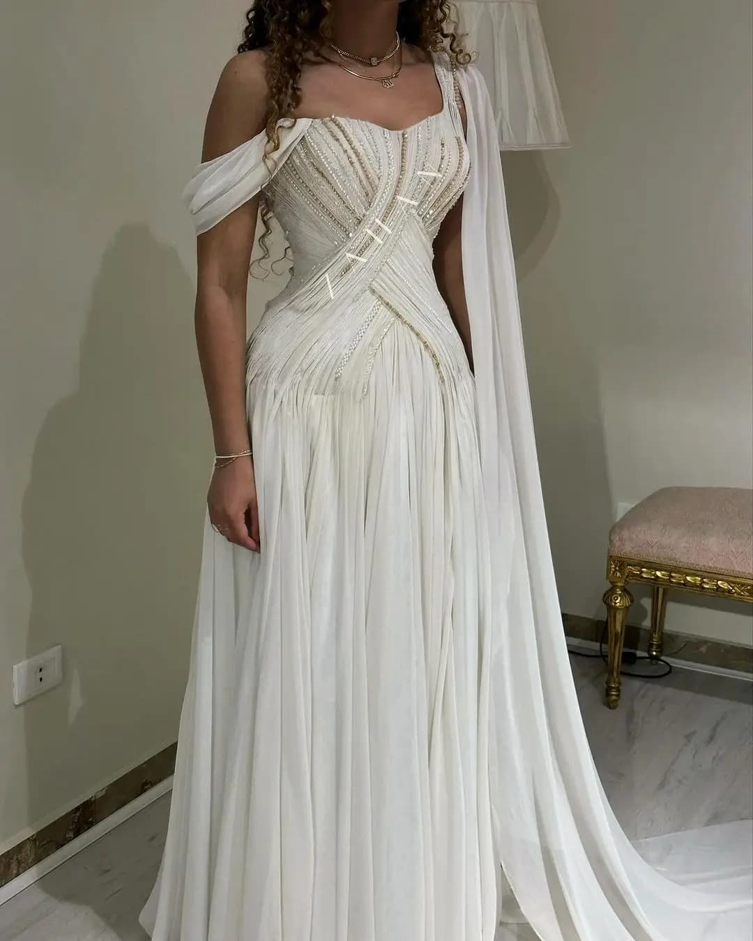 Prom Dress Women Elegant Luxury Evening Dress Beadings Wedding Dress For Special Events Saudi Arabia Wedding Dress customized