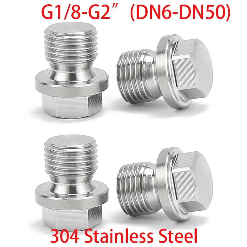 G1/8 G1/4 G3/8 G1/2 G3/4 G1 G1-1/4 G1-1/2 G2 DN6/8/10/15/20/25/32/40/50 304SS External Thread Hexagon Bolt Flange End Cap Plug